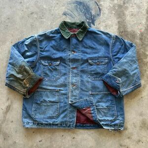 Vintage 70s BIG MAC Denim Blanket Lined Chore Coat Size XL